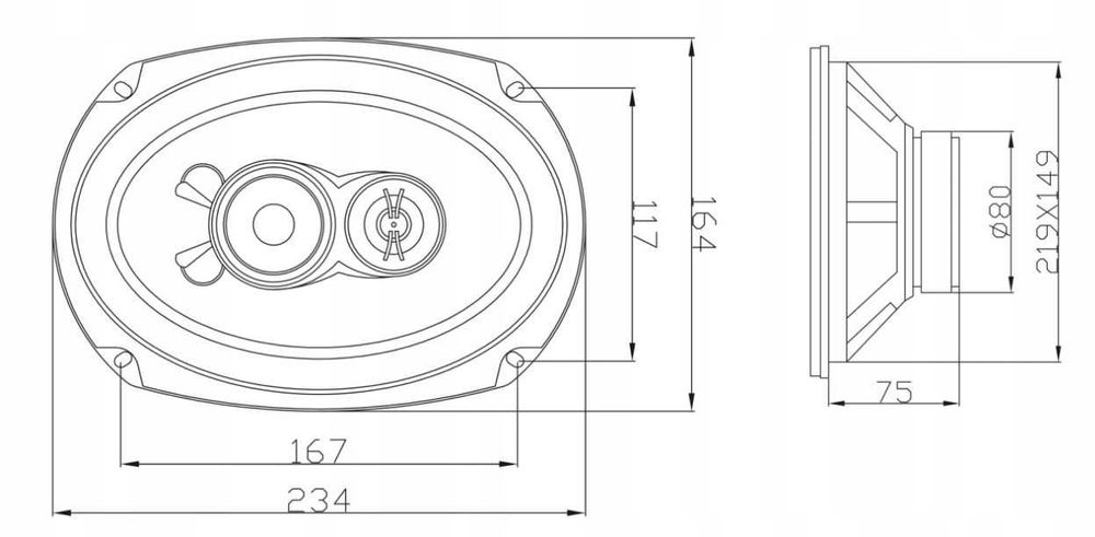 Głośniki samochodowe trójdrożne Moc 250W Blow 6x9'' 2szt Komplet 6x9