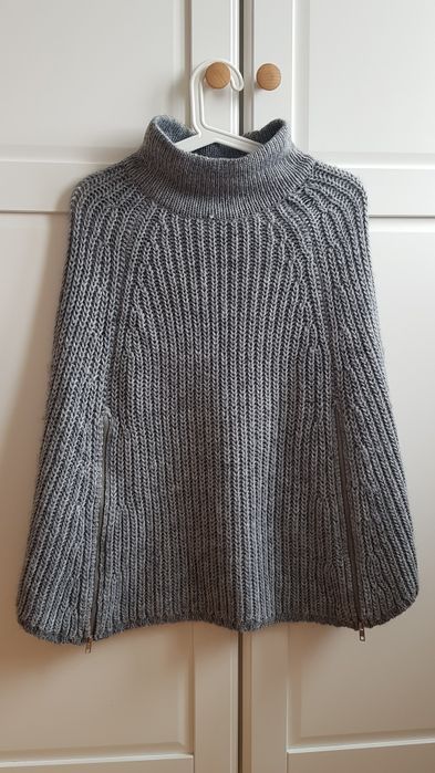 Ponczo kardigan sweter  XS S wełna alpaka