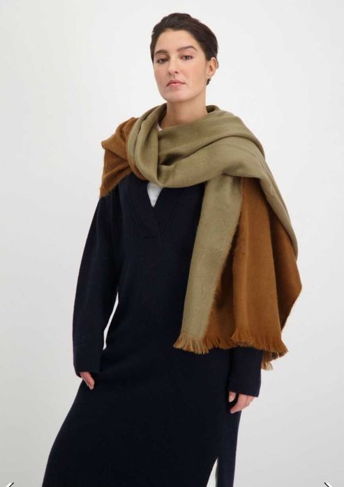 Szal z alpaki Alpaca Loca przecena z 335zł RPP 79EUR Scarf Camel Brown