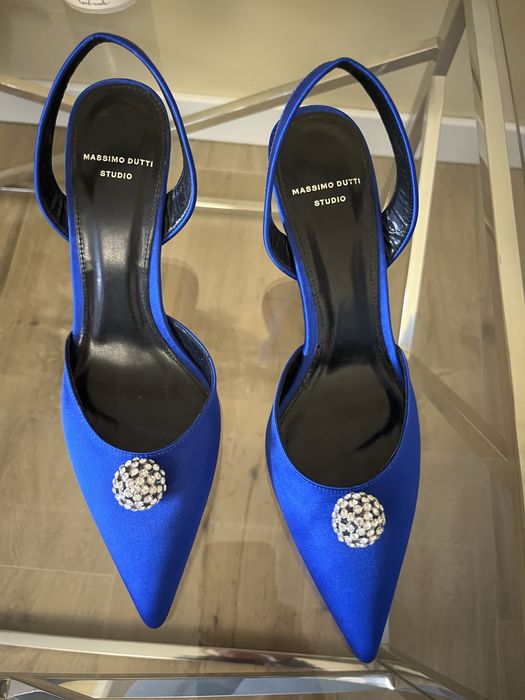 Слінгбеки з синього атласу Massimo Dutti, розмір 38