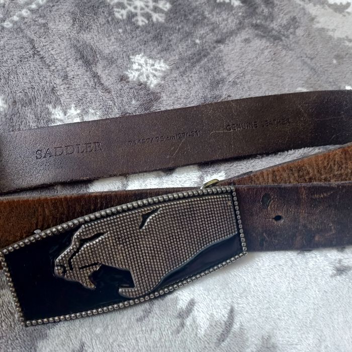 Pasek skórzany Saddler z perłową klamrą Thundercats .  75 cm .