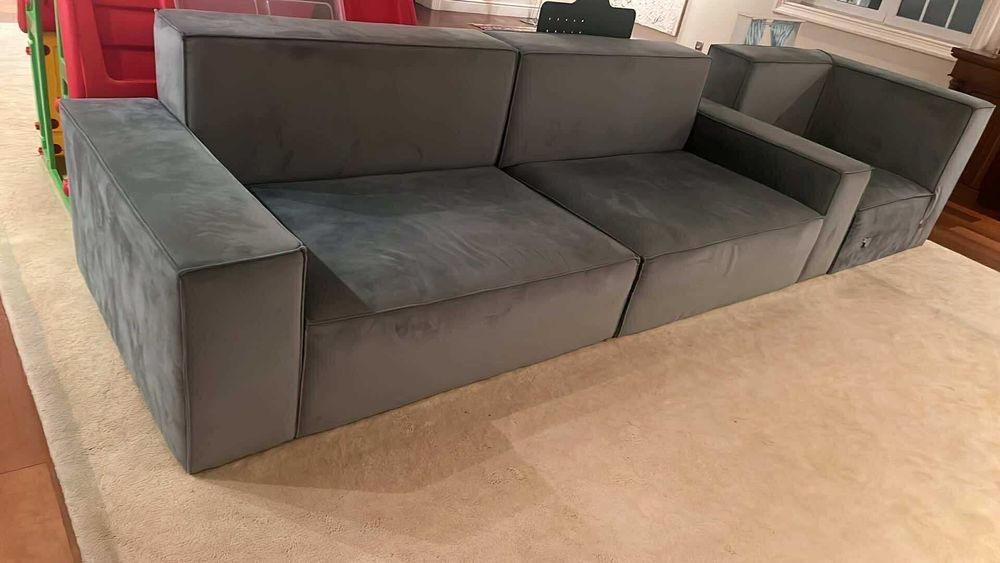 Sofá de canto grande azul 2,5m