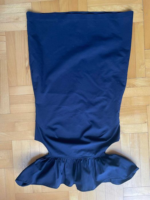 Granatowa sukienka Ralph Lauren offshoulder falbanka rozm 42 elegancka