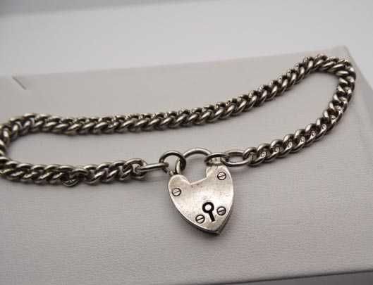 Srebrna bransoletka zapięcie kłódka Anglia VINTAGE