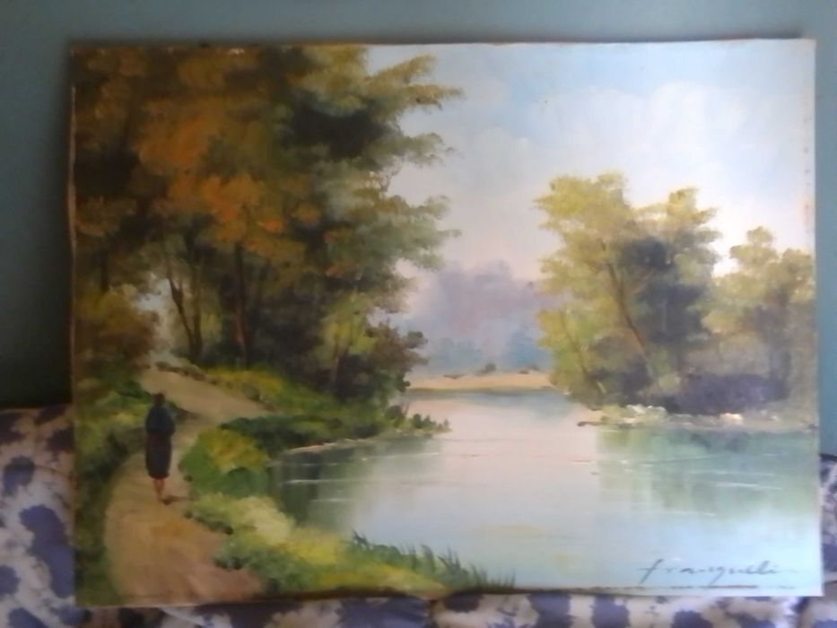 quadro a oleo 40x30 Manuel Ferreira pseud Franquelim 1927