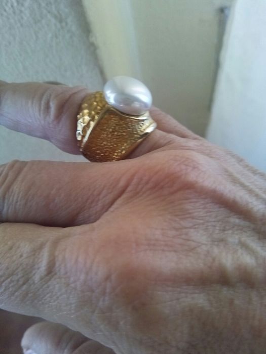 Anel duas faces com pérola