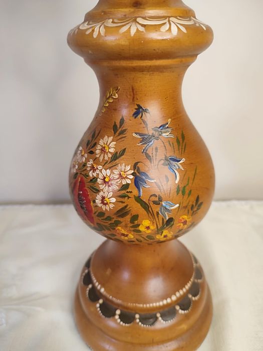 Castiçal de Madeira pintado à mão