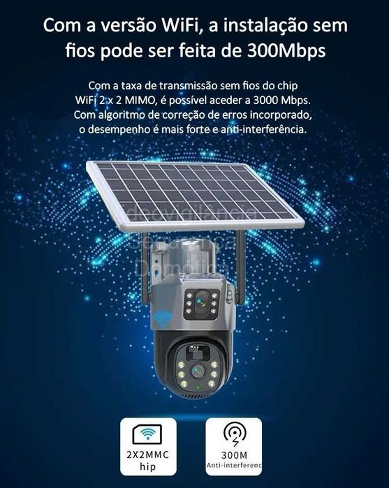 Câmara Solar ‼️ 8MP 4K ‼️ Sem Fios ‼️ WiFi 4G ‼️ Visão Noturna Cores