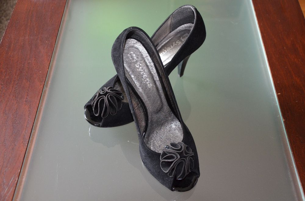 Czarne szpilki czółenka buty wyjściowe SYRENA