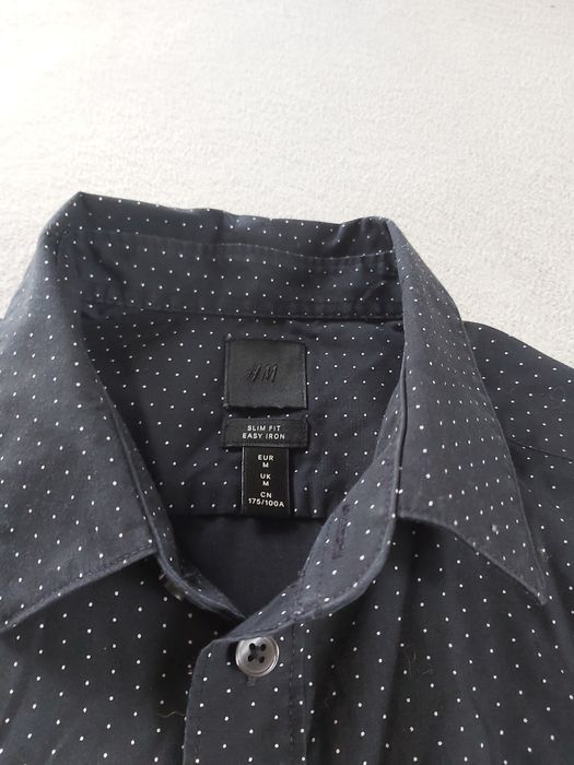 Czarna męska koszula easy iron slim fit r. M H&M