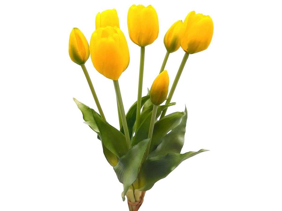 Tulipany silikonowe żółte bukiet 7szt sztuczne tulipany w bukiecie