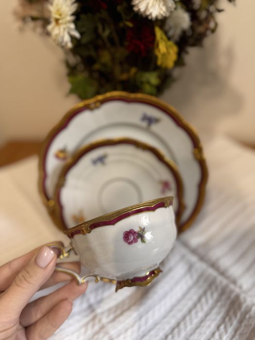 Вінтажна трійка, Німеччина. Чашка, блюдце, тарілка