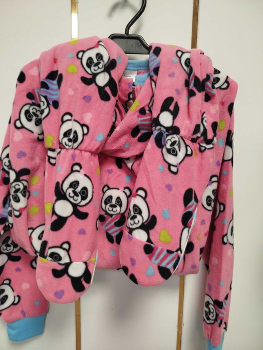 Piżama kombinezon polar miś panda różowy r. 122/128