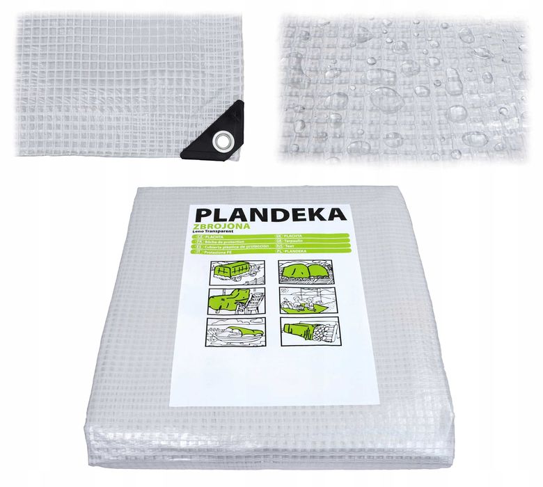 Plandeka ZBROJONA przeźroczysta 6x8m mocna 8 x 6 m 100g UV do warzywa