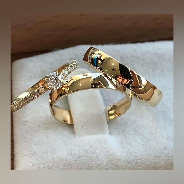 KOMPLET! Złote Klasyczne Obrączki Ślubne + Pierścionek