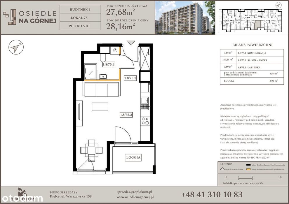 1-pokojowe mieszkanie 27m2 + loggia Bezpośrednio