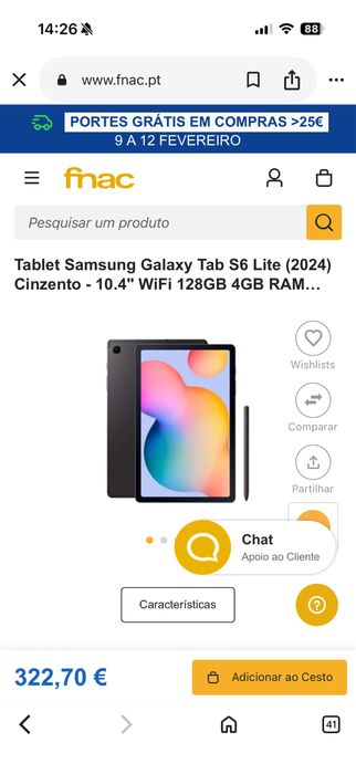 Tablet Samsung Galaxy Tab S6 Lite 128GB com caneta e garantia