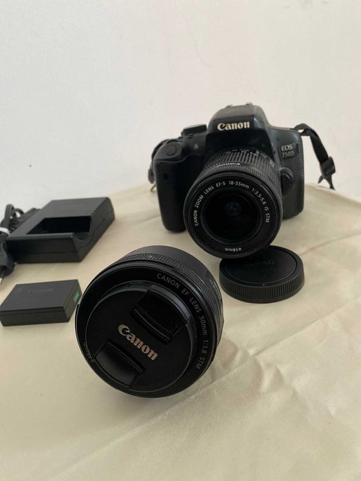 Canon EOS 750D com 2 objectivas (50mm e 18-55mm)