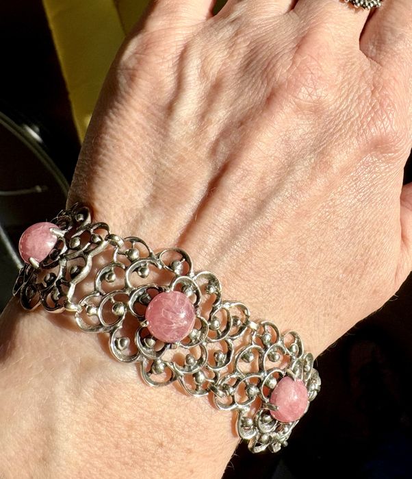 Stara srebrna bransoletka art deco przedwojenna topaz vintage unikat!
