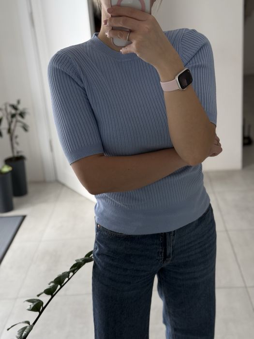 Футболка  вязана, джемпер з коротким рукавом, реглан лонг блузка