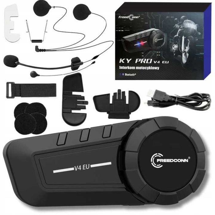 INTERKOM MOTOCYKLOWY KY-PRO dla 6 OSÓB bluetooth kask język polski PL
