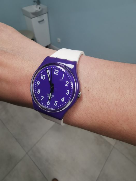 Zegarek swatch gent fioletowy biały
