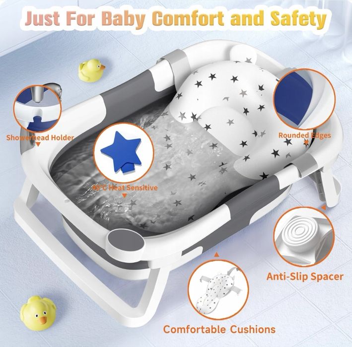 RABBIT Ванна дитяча для немовля з подушкою складна