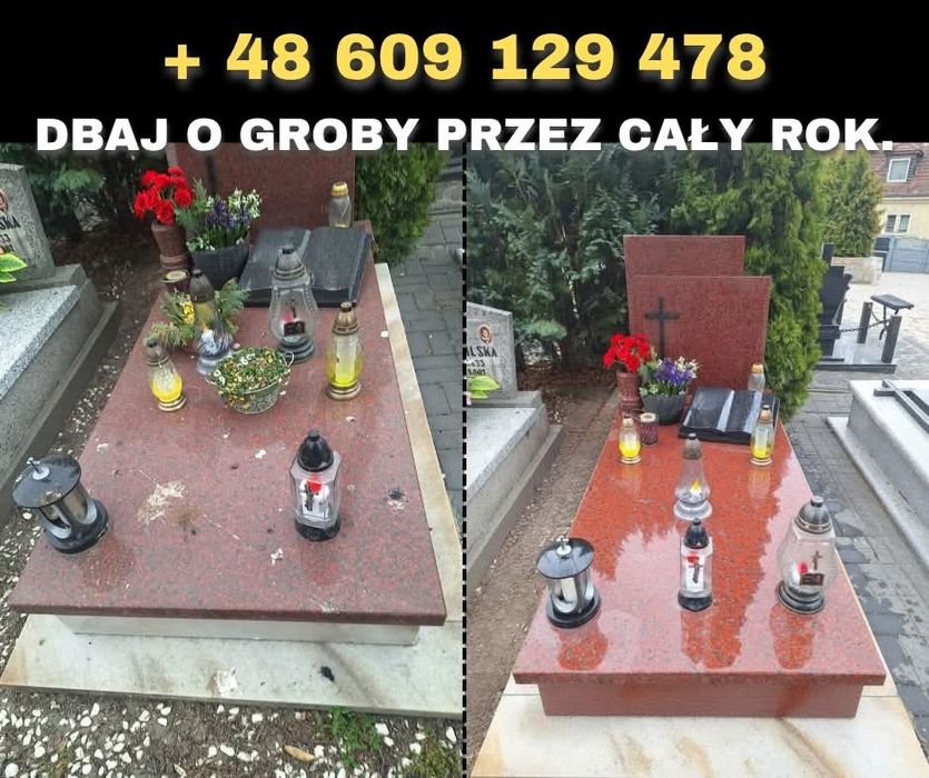 Sprzątanie grobów. Malowanie liter. Opieka nad Grobami.