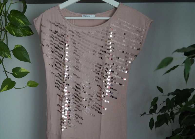 Jung stil - bluzka koszulka t-shirttunika blady brudny róż - S 36