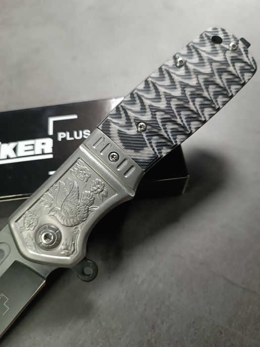 Нож складной Boker Plus DA368 флиппер G10 зигзаг серо-черный