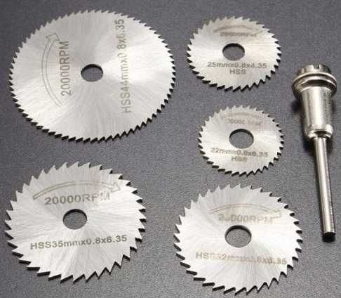 Zestaw Tarcz tnących Miniszlifierka 6 el. 5xtarcza + trzpień mocujący.