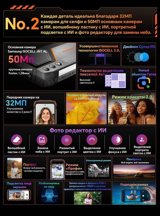 Blackwiev Oscal Pilot1, 15000мАч, 18/256Gb, 50/32Mp динамик 138db 5Вт