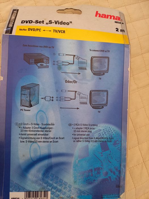 Cabo Scart para leitor de DVD. Embalagem selada.