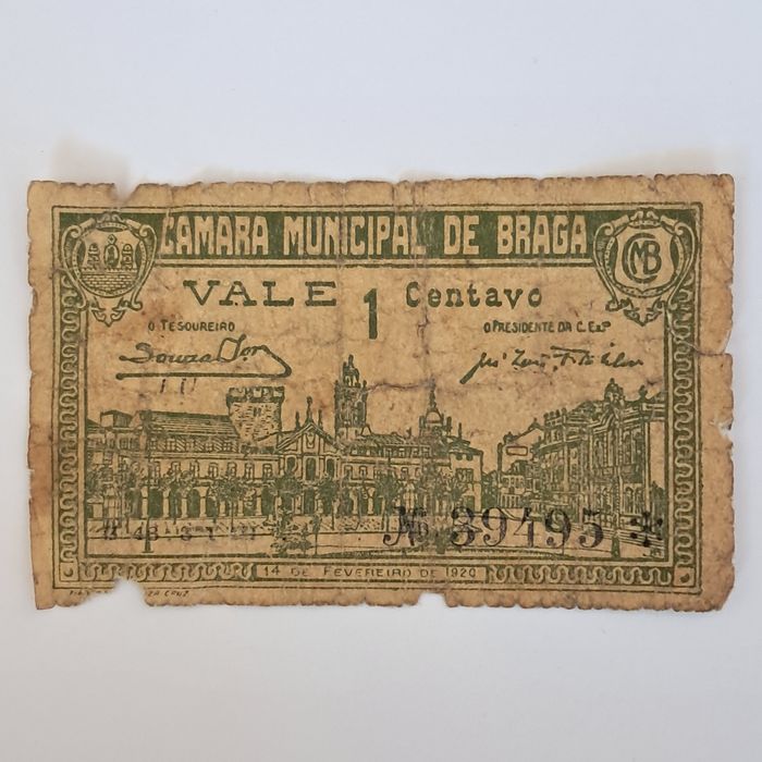 Vale 1 centavo - (1920) camara municipal de braga