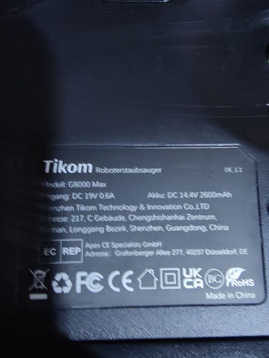 Tikom G8000 Max, 5000Pa робот-пилосос з вологим прибиранням