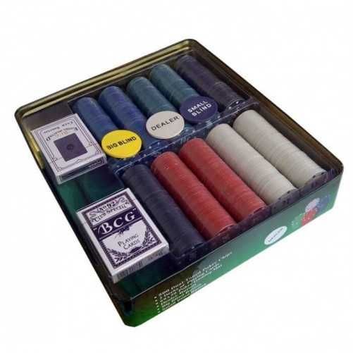 Набор покер в металлической коробке 100 200 300 500 фишек с номиналом