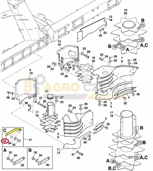 Zgarniacz czyścik zabierak rotor Kemper PLUS 345, 360, 375, 390,