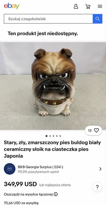 Vintage Buldog Kolekcjonerski Pojemnik Ceramiczny Genin Trudeau Japan