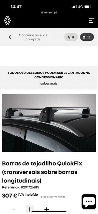 Barras de tejadilho originais Renault Captur II