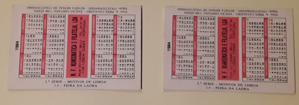 Calendários de bolso 1984