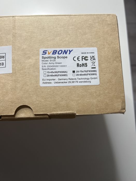 Svbony SV28 Luneta Obserwacyjna 25-75X70