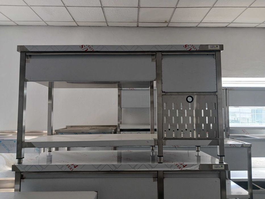 ACM1707 - Bancada Apoio Inox com Tulha para Café de 1.5M - NOVO