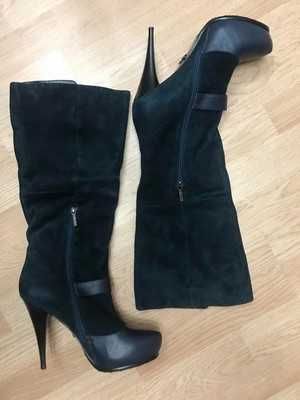 Сапоги шикарные натуральная замша кожа р.39/39,5 ст.25,5- 26см