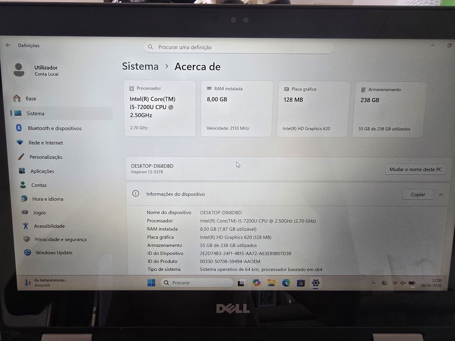 Portatil dell 13.3" intel i5