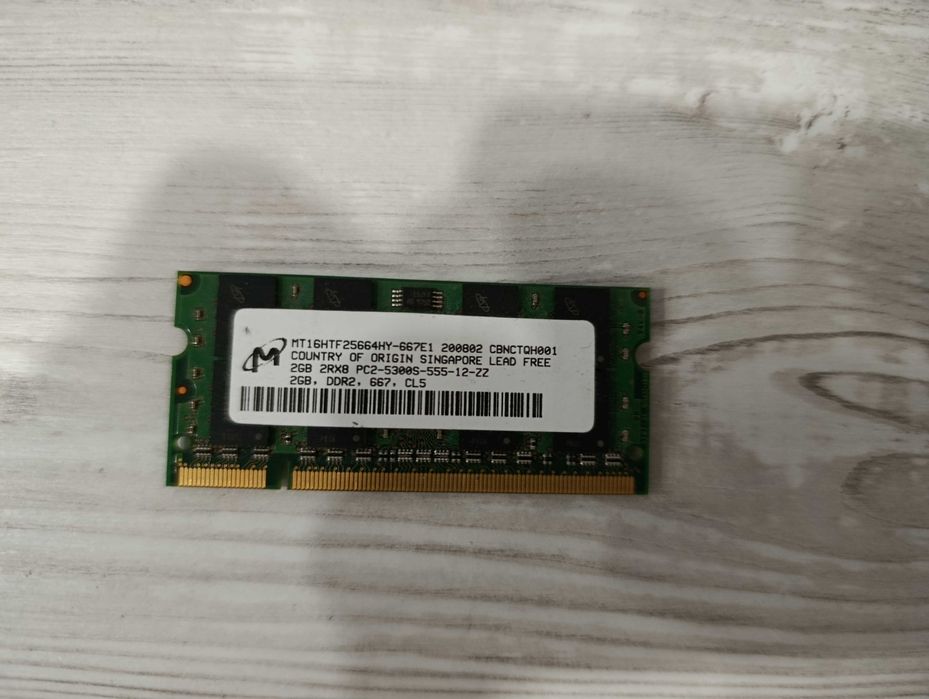 Память для ноутбука Micron SODIMM DDR2 2Gb + 1Gb 667MHz 5300s