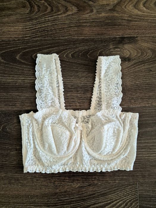 Koronkowa braletka ecru 38 M biały top bieliźniany