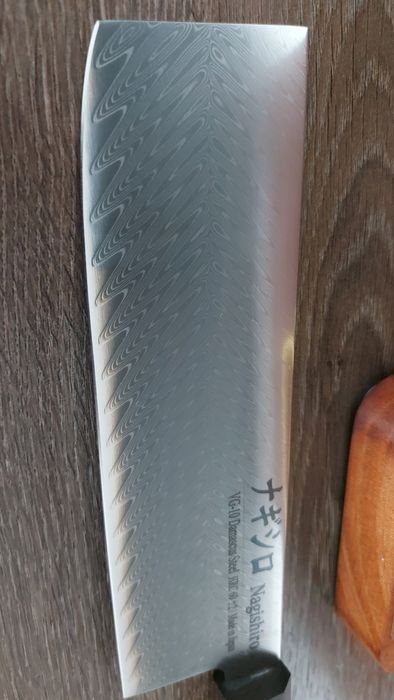 Японский кухонный нож Наикири VG10, ручка из дерева,  67 слоёв, подаро
