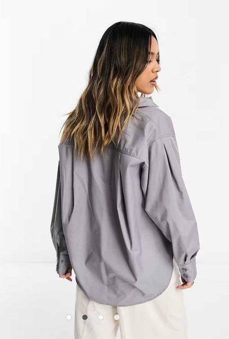Базовая, серая оверсайз, свободного кроя рубашка asos