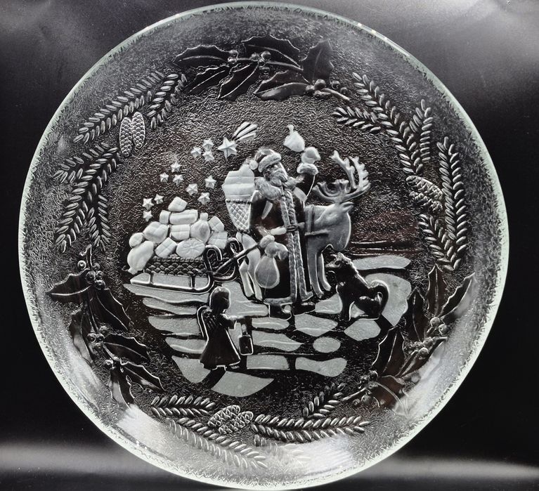 Świąteczna szklana patera HSG Ząbkowice PRL