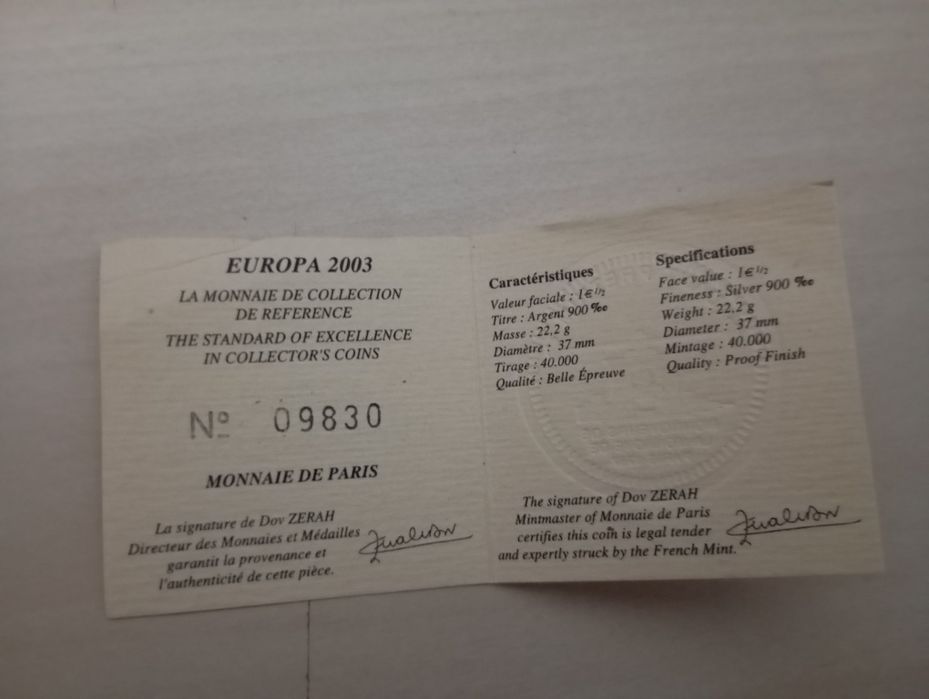 Moeda francesa da Europa 2003